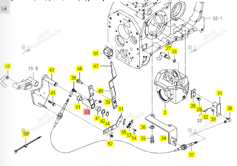 Bras de levier PTO ventral Iseki 1817-229-510-10