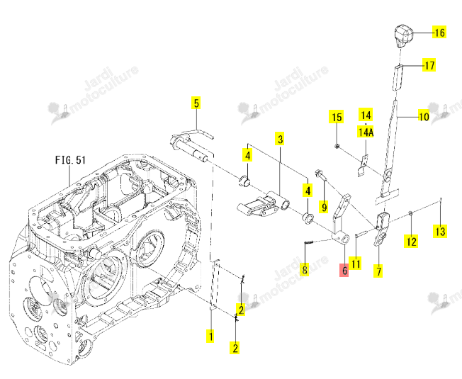 Bras de levier PTO/A Iseki 1817-269-500-20