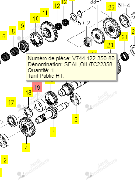 Entretoise Iseki 1815-216-008-00