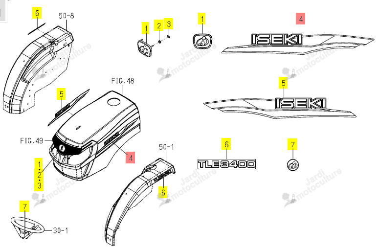 Autocollant Iseki Gauche 1824-901-001-00