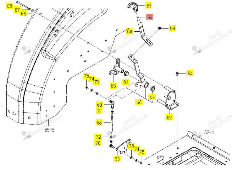 Levier de position de relevage Iseki 1837-504-001-20