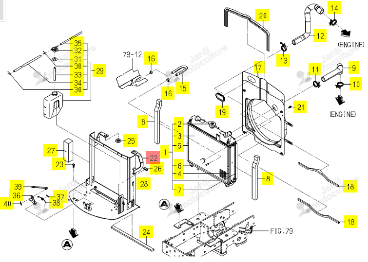 Support Radiateur Iseki 1855-102-250-10