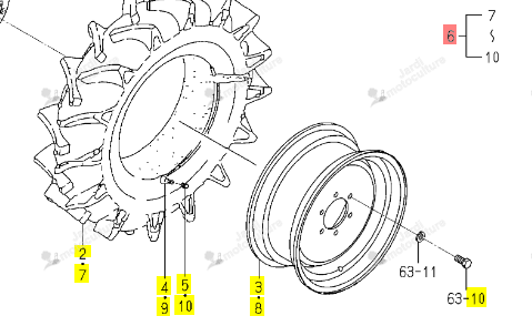 Roue 9.5-18 RH Iseki 1855-317-230-00