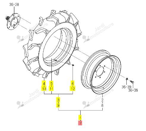 ROUE AV AGRAIRE D 7-16 ISEKI 1834-437-240-10
