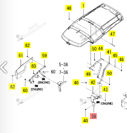 Support Béquille Capot Moteur Iseki 1834-601-350-10
