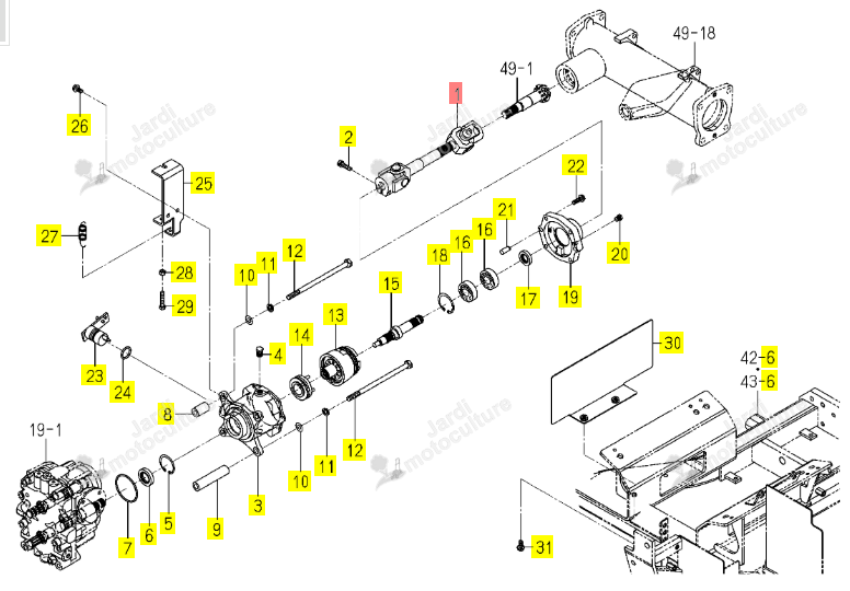Arbre de Transmission 4WD Iseki 1832-431-210-00