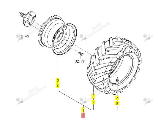 Roue avant droite industrielle Iseki 1845-437-450-10