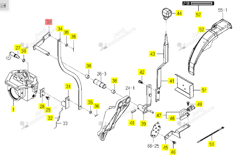 Bras Cde PTO Ventrale Iseki 1837-229-660-00