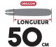 GUIDE CHAINE TRONCONNEUSE OREGON 203RNDD025 - 50CM - 20" - PAS 3-8 - JAUGE 1.6 MM - .063 - 72 MAILLONS - 72 ENTRAINEURS