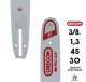 GUIDE CHAINE TRONCONNEUSE OREGON 120SXEA041 30CM - 12" - PAS 3-8LP - 0.50 - 45 MAILLONS ENTRAINEURS