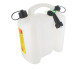 Jerrican double usage TECOMEC, blanc, d'une contenance de 3 + 6 litres.