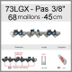 Chaîne de tronçonneuse oregon 73lgx068e 3-8 1.5 68 entraîneur