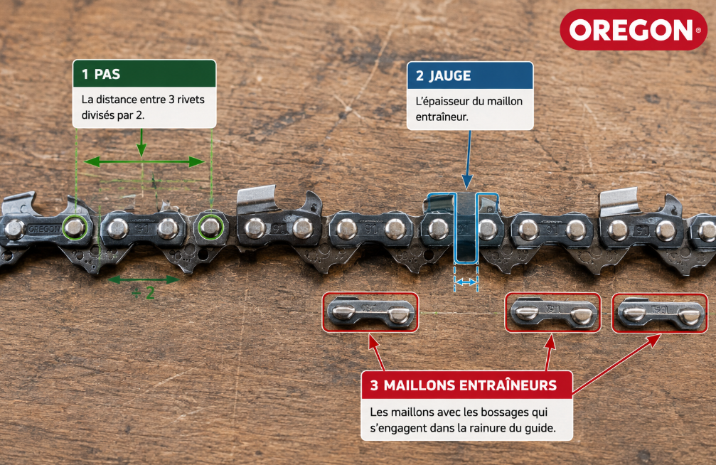 Caract&eacute;ristique de la cha&icirc;ne de tron&ccedil;onneuse 