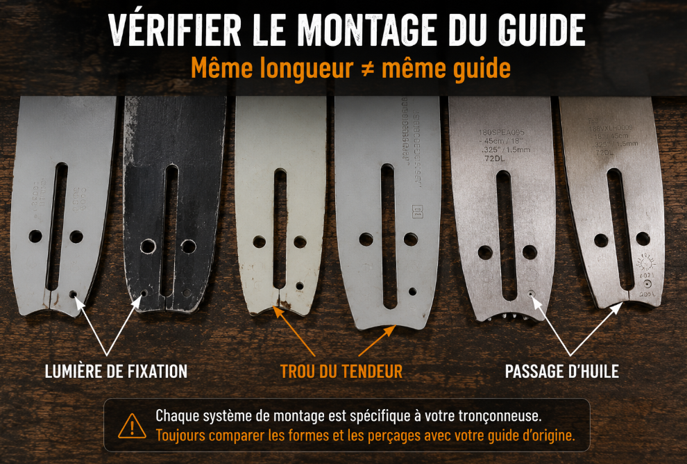 Vérifier le montage du guide-chaîne