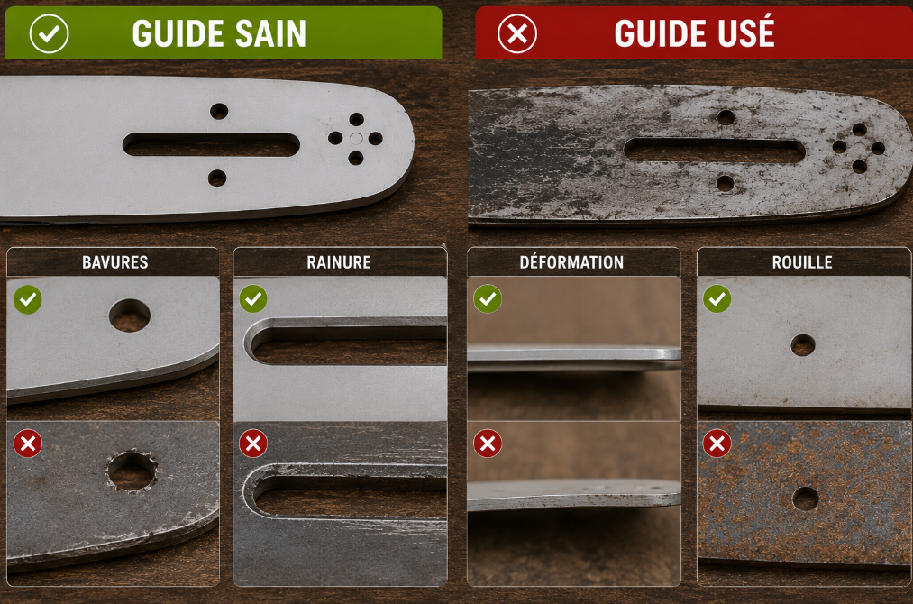 Guide sain ou usé : comparaison visuel
