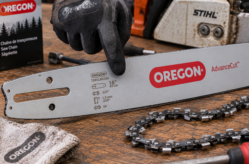 Guide-cha&icirc;ne Oregon et cha&icirc;ne de tron&ccedil;onneuse