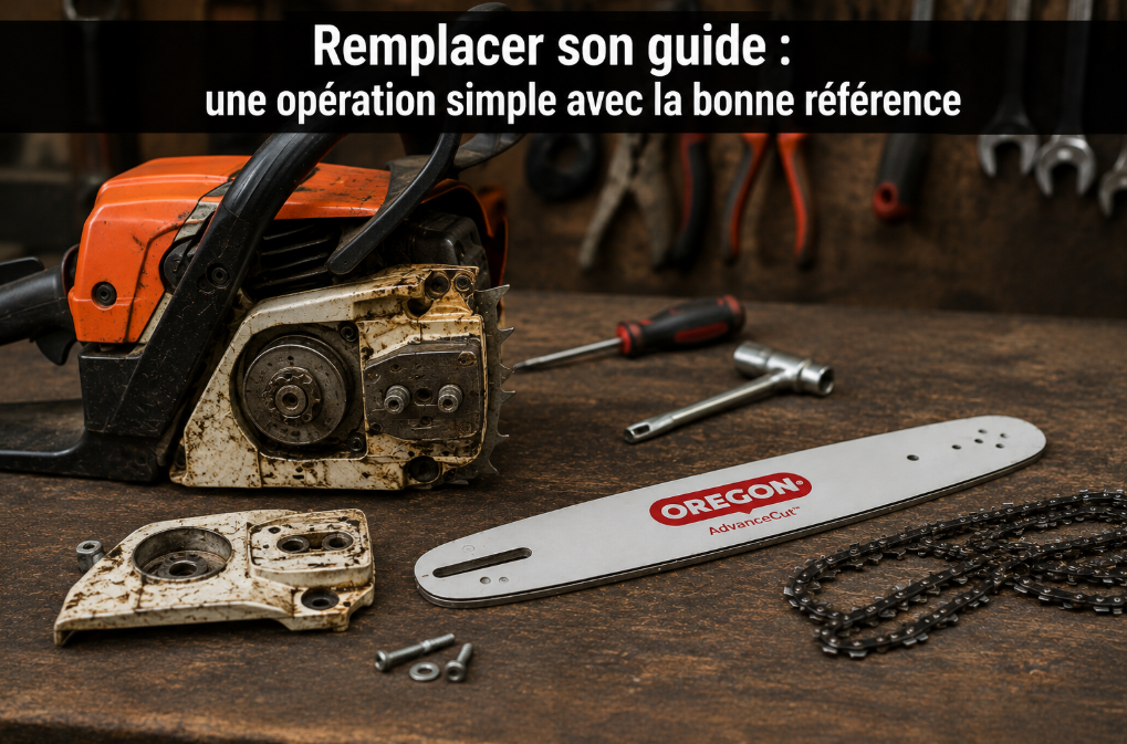 Remplacement du guide de tronçonneuse