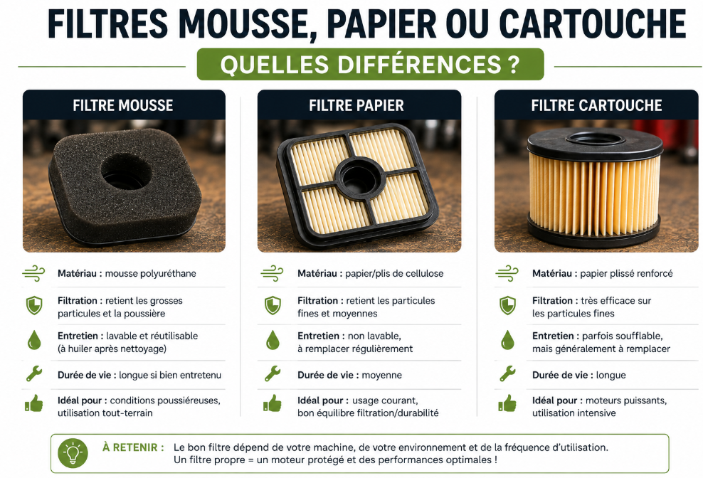Différent filtre à air