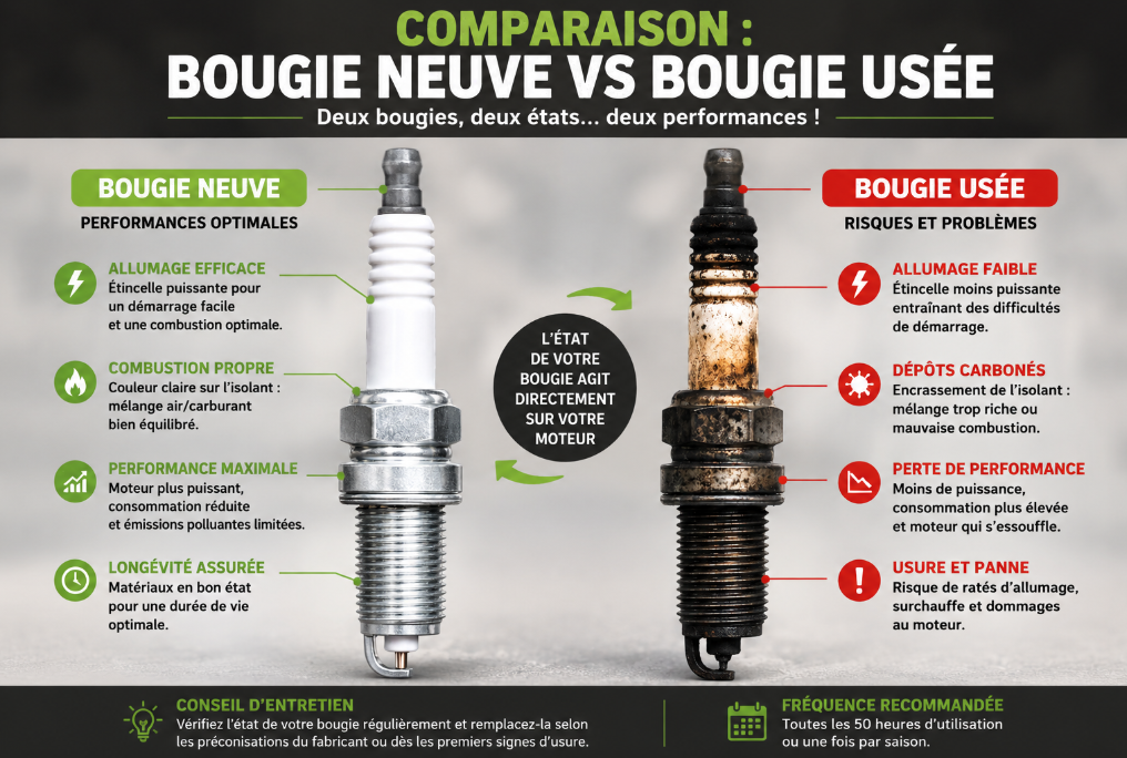Bougie neuve VS bougie us&eacute;e 