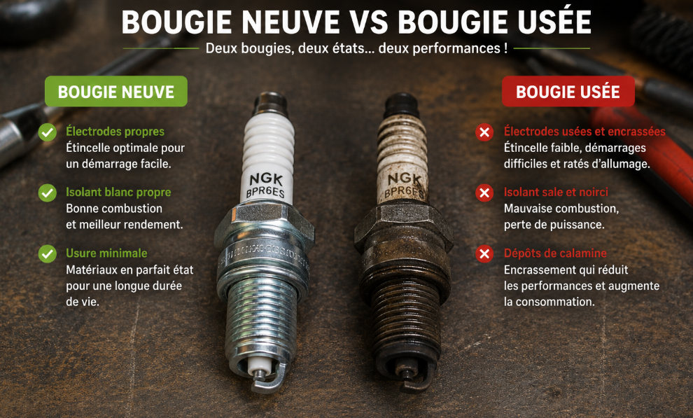 Bougie neuve VS bougie usée