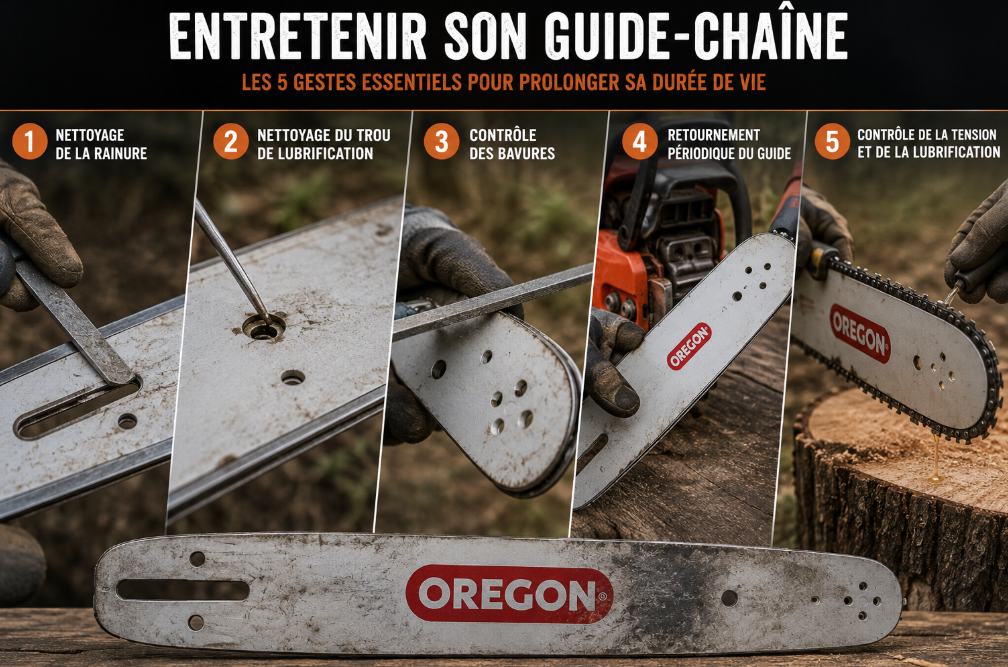 Entretenir son guide-chaîne : 5 gestes essentiels