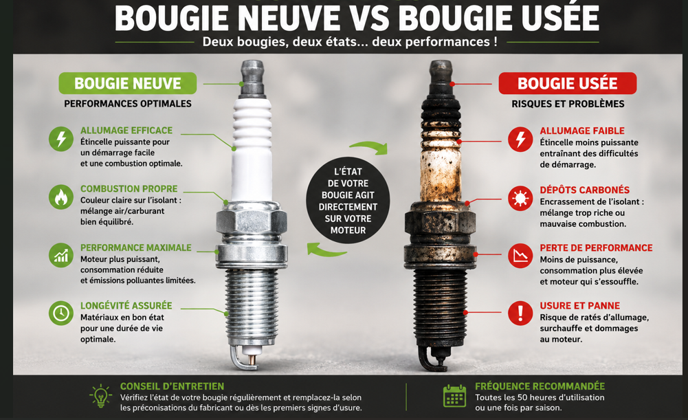 Bougie neuve VS bougie us&eacute;e