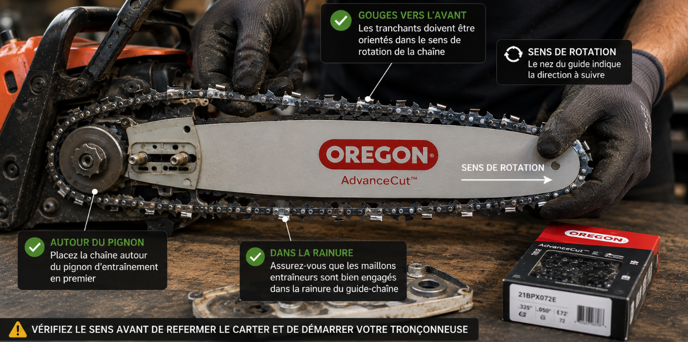 Remplacer une cha&icirc;ne de tron&ccedil;onneuse 