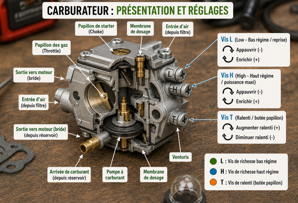 Carburateur pr&eacute;sentation et r&eacute;glages