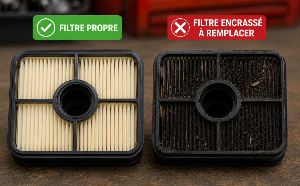 Filtre à air propre VS filtre à air usé