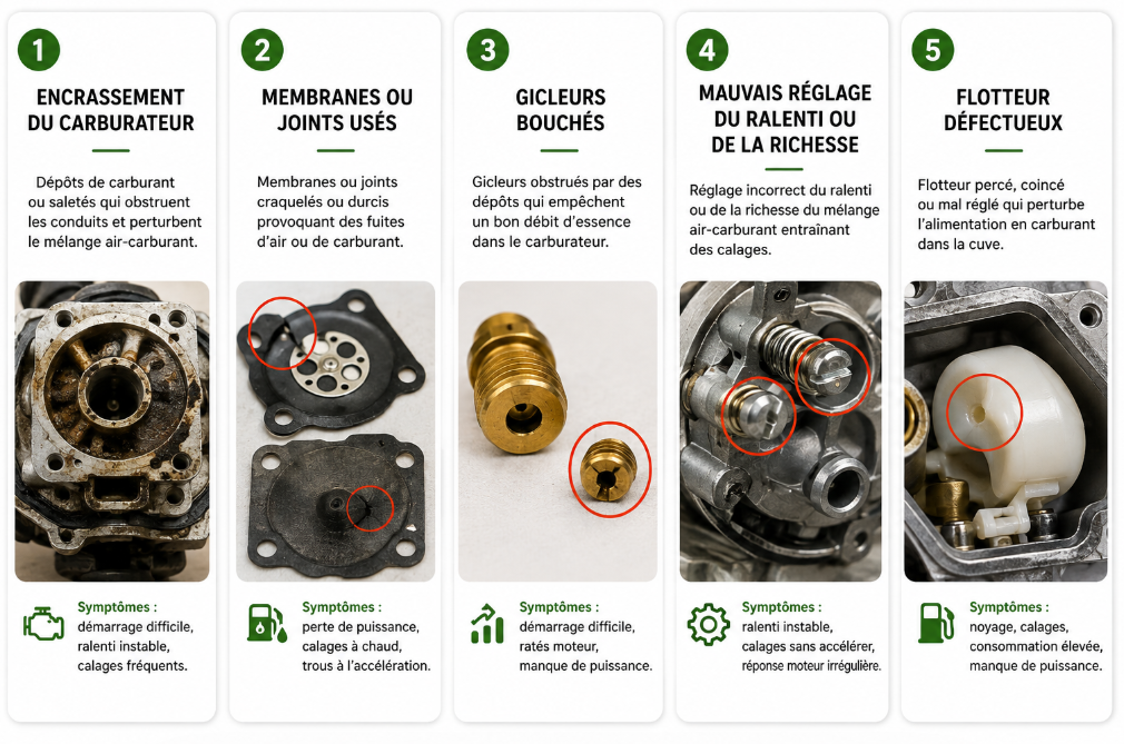 Les causes principales du calage li&eacute; au carburateur