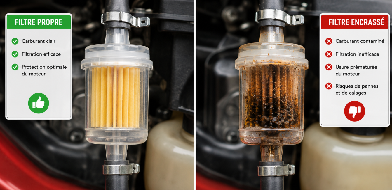 Filtre à essence propre VS filtre à essence encrasser