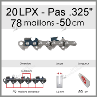 Chaîne de tronçonneuse OREGON 20LPX078E .325" 1.3mm 78 entraîneurs