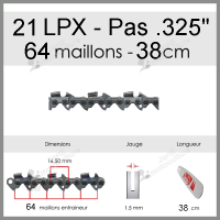 Chaîne de tronçonneuse oregon 21lpx064E Echo, Husqvarna, Jonsered, Iseki