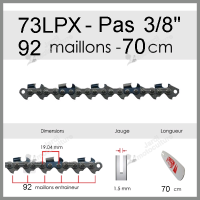 Chaîne de tronçonneuse oregon 73lpx092E pour Husqvarna, Makita, Jonsered...